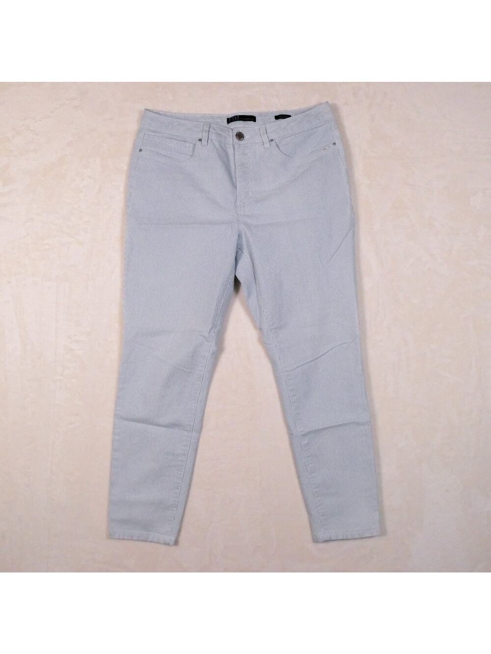 FDJ Blue & White Striped Olivia Jeans Size 12 Preppy Coastal Slim Pants